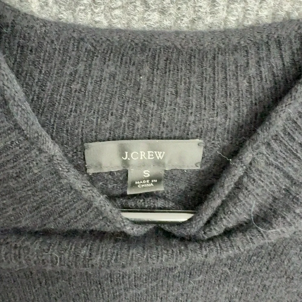 J Crew Sweater Mens S Black Merino Alpaca Blend Mock Neck Raglan Minimalist Cozy